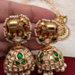 Goddess Lakshmi Nakshi Green Jadau Kundan Neckline Necklace