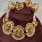 Goddess Lakshmi Nakshi Green Jadau Kundan Neckline Necklace
