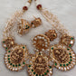 Goddess Lakshmi Nakshi Green Jadau Kundan Neckline Necklace
