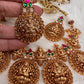 Goddess Lakshmi Nakshi Pink Green Jadau Kundan Neckline Necklace