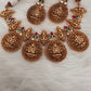 Goddess Lakshmi Nakshi Pink Green Jadau Kundan Neckline Necklace