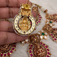 Goddess Lakshmi Nakshi Pink Green Jadau Kundan Neckline Necklace