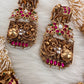 Elephant Nakshi Pink Green Jadau Kundan Neckline Necklace