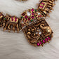 Elephant Nakshi Pink Green Jadau Kundan Neckline Necklace