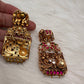 Elephant Nakshi Pink Green Jadau Kundan Neckline Necklace