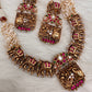 Elephant Nakshi Pink Green Jadau Kundan Neckline Necklace