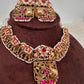 Elephant Nakshi Pink Jadau Kundan Neckline Necklace