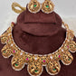 Peacock Nakshi Pink Green Jadau Kundan Neckline Necklace