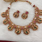 Peacock Nakshi Pink Green Jadau Kundan Neckline Necklace