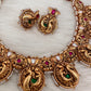 Peacock Nakshi Pink Green Jadau Kundan Neckline Necklace