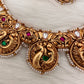 Peacock Nakshi Pink Green Jadau Kundan Neckline Necklace