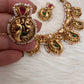 Peacock Nakshi Pink Green Jadau Kundan Neckline Necklace