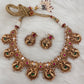 Peacock Nakshi Pink Green Jadau Kundan Neckline Necklace