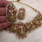 Goddess Lakshmi Nakshi Red Green Jadau Kundan Neckline Necklace