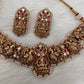 Goddess Lakshmi Nakshi Red Green Jadau Kundan Neckline Necklace