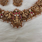 Goddess Lakshmi Nakshi Red Green Jadau Kundan Neckline Necklace