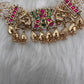 Peacock Nakshi Red Green Jadau Kundan Neckline Necklace