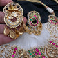 Peacock Nakshi Red Green Jadau Kundan Neckline Necklace