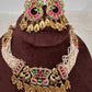 Peacock Nakshi Red Green Jadau Kundan Neckline Necklace