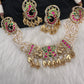 Peacock Nakshi Red Green Jadau Kundan Neckline Necklace