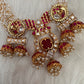 Red Jadau Kundan Jhumki Design Neckline Necklace