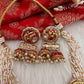 Red Jadau Kundan Jhumki Design Neckline Necklace
