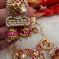 Red Jadau Kundan Jhumki Design Neckline Necklace