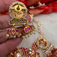 Red Jadau Kundan Jhumki Design Neckline Necklace