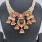 Red Jadau Kundan Jhumki Design Neckline Necklace