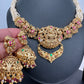 Goddess Lakshmi Nakshi Red Green Jadau Kundan Neckline Necklace