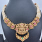 Goddess Lakshmi Nakshi Red Green Jadau Kundan Neckline Necklace
