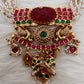 Red Carved Stone Peacock Red Green Jadau Kundan Neckline Necklace