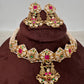 Red Green Jadau Kundan Micro Pearls Statement Neckline Necklace