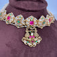 Red Green Jadau Kundan Micro Pearls Statement Neckline Necklace