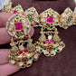 Red Green Jadau Kundan Micro Pearls Statement Neckline Necklace