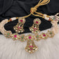 Red Green Jadau Kundan Micro Pearls Statement Neckline Necklace