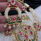 Red Green Jadau Kundan Micro Pearls Statement Neckline Necklace