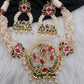 Red Green Jadau Kundan Micro Pearls Statement Neckline Necklace
