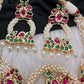 Red Green Jadau Kundan Micro Pearls Statement Neckline Necklace