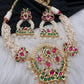 Red Green Jadau Kundan Micro Pearls Statement Neckline Necklace