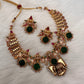 Elephant Nakshi Green Jadau Kundan Statement Neckline Necklace