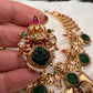 Elephant Nakshi Green Jadau Kundan Statement Neckline Necklace