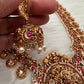 Goddess Lakshmi Elephant Nakshi Red Green Jadau Kundan Necklace