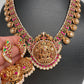 Goddess Lakshmi Elephant Nakshi Red Green Jadau Kundan Necklace