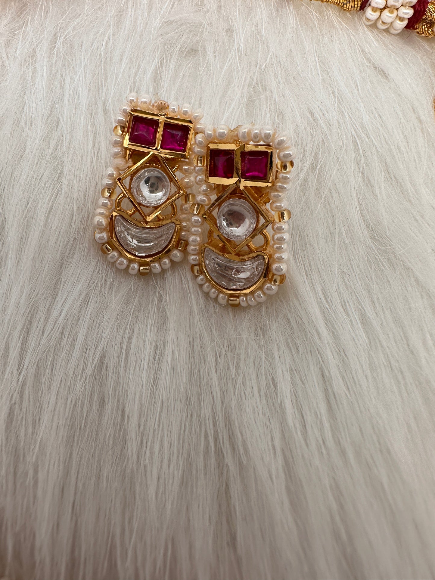 Red Jadau Kundan Statement Neckline Necklace