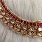 Red Jadau Kundan Statement Neckline Necklace