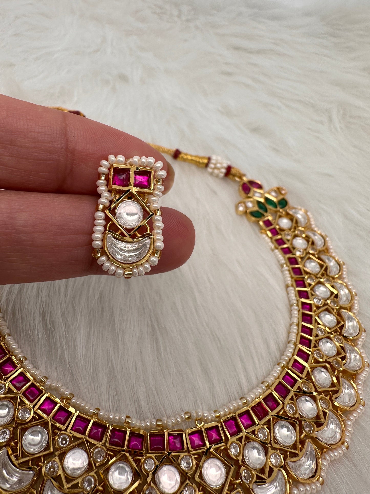 Red Jadau Kundan Statement Neckline Necklace