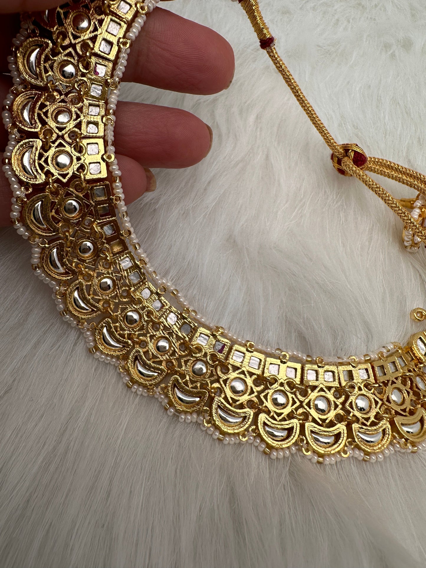 Red Jadau Kundan Statement Neckline Necklace