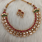 Red Jadau Kundan Statement Neckline Necklace