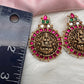 Goddess Lakshmi Nakshi Red Green Jadau Kundan Earrings